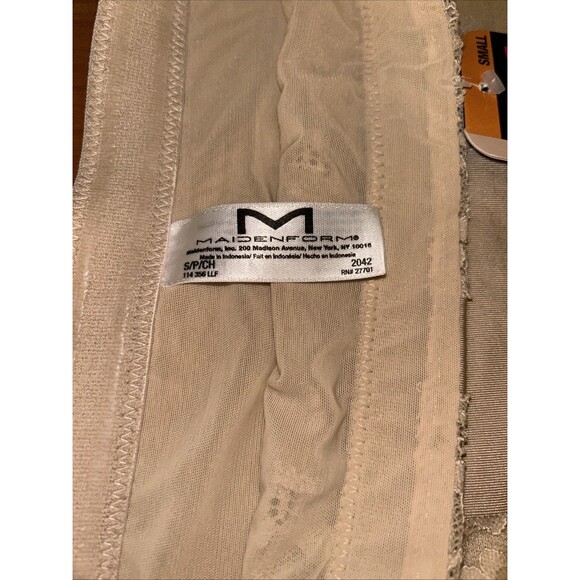 Maidenform 2042 Vintage Chic Hi-Waist Thigh Slimmer Nude Beige Small - Picture 3 of 5